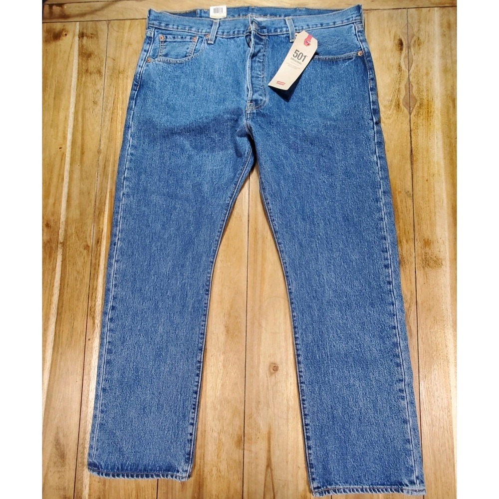 New Levi's 501 Original Fit Jeans Men 38x30 Blue Medium Wash Button Fly - Picture 2 of 9